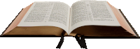 an open bible with a black ribbon on the bottom right corner