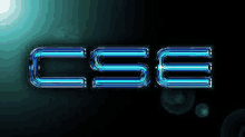 the word cse is written in blue letters on a black background