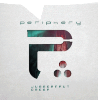 an album cover for periphery juggernaut omega shows a large p on a white background