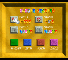 a video game screen that says elige archivo on it