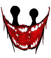 a cartoon drawing of a clown 's mouth with a large smile on it