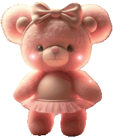 a pink teddy bear is wearing a pink tutu and bow