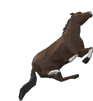 a low poly horse is jumping up in the air