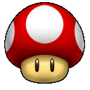 a red mushroom with a white polka dot on the top