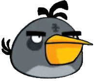 a cartoon angry bird with a yellow beak