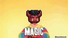 a pixel art of a person with the word magic written on it