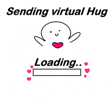 a drawing of a person with a heart and the words sending virtual hug