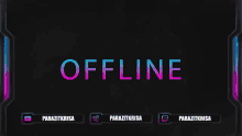 a black background with the word offline in purple and blue