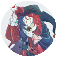 a cartoon drawing of a clown holding a heart card