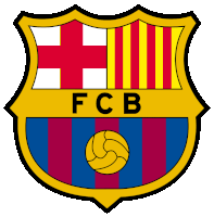 a fcb logo with a soccer ball on the bottom