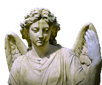 a statue of a woman with wings and a hand