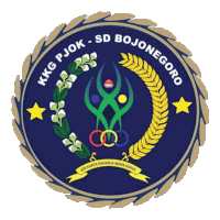 a logo for kkg pjok sd bojonegoro with a wreath of flowers