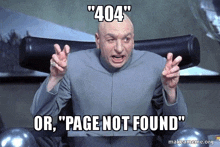 a bald man is sitting in a chair and making a funny face with the words 404 or page not found