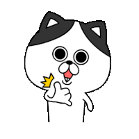 a black and white cartoon cat is giving a thumbs up sign .