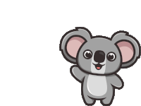 a cartoon koala bear is smiling and waving its arm