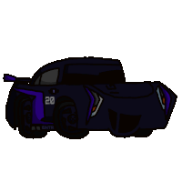 a cartoon drawing of a black and purple truck with the number 20 on the side