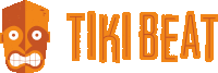 a logo for tiki beat with a tiki mask