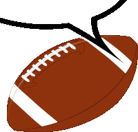 a cartoon drawing of a football with a speech bubble coming out of it