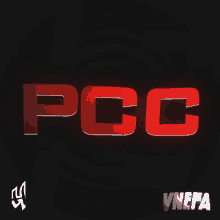 a black background with the word pcc in red