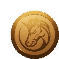 a gold coin with a unicorn in the center