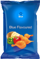 a blue bag of blue flavoured chips