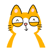 a cartoon drawing of a cat with glasses