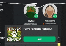 a screenshot of a furry fandom hangout with two people .