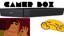 a picture of a man giving the ok sign and a picture of a gamer box