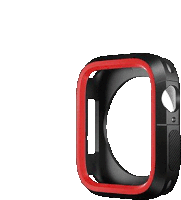 a black and red case for an apple watch with a red rim