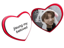 a heart shaped mirror says ji sung my beloved on it