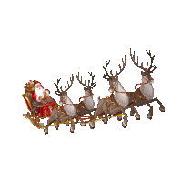 santa claus in a sleigh being pulled by reindeer