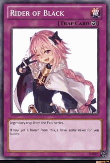 a rider of black trap card with a picture of a girl