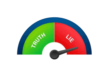 a speedometer with a green and red circle that says " truth " and " lie "