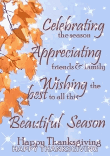 a happy thanksgiving greeting card with a tree and leaves on it