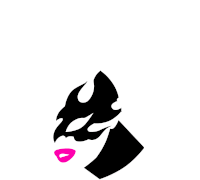 a silhouette of a woman wearing a black mask and pink lips