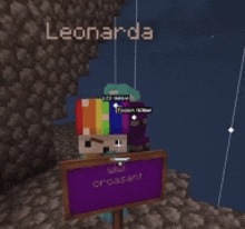 a screenshot of a minecraft game with a sign that says croissant