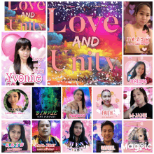 a collage of pictures with the words love and unity on the top