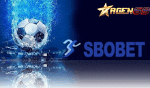 a picture of a soccer ball in the water with the word sbobet on it