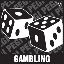 a black and white gambling poster with two dice