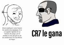 a cartoon of a man with sunglasses and the words cr7 le gana below him