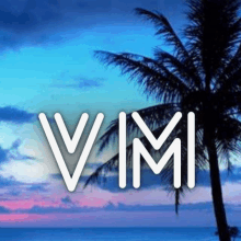 a picture of a palm tree with the word vm on it