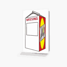 a greeting card featuring a carton of milk that is missing