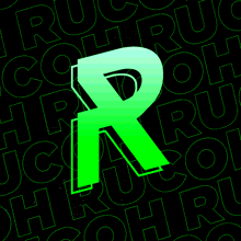 a green letter r is surrounded by green lettering