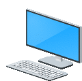 an isometric illustration of a computer with a keyboard and monitor .