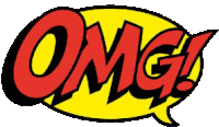 a comic book logo that says omg on it