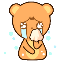 a cartoon of a teddy bear crying with tears coming out of his eyes