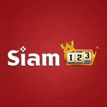 a red background with the word siam and a slot machine