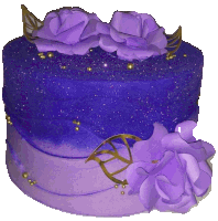 a purple cake with purple flowers on top