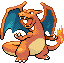 a pixel art drawing of a dragon with wings spread .