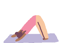 a cartoon of a person doing yoga on a purple mat